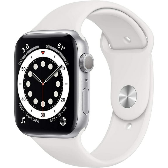 Restored Apple Watch Series 6 GPS, 44mm Silver Aluminum Case with White Sport Band - Regular (Refurbished)