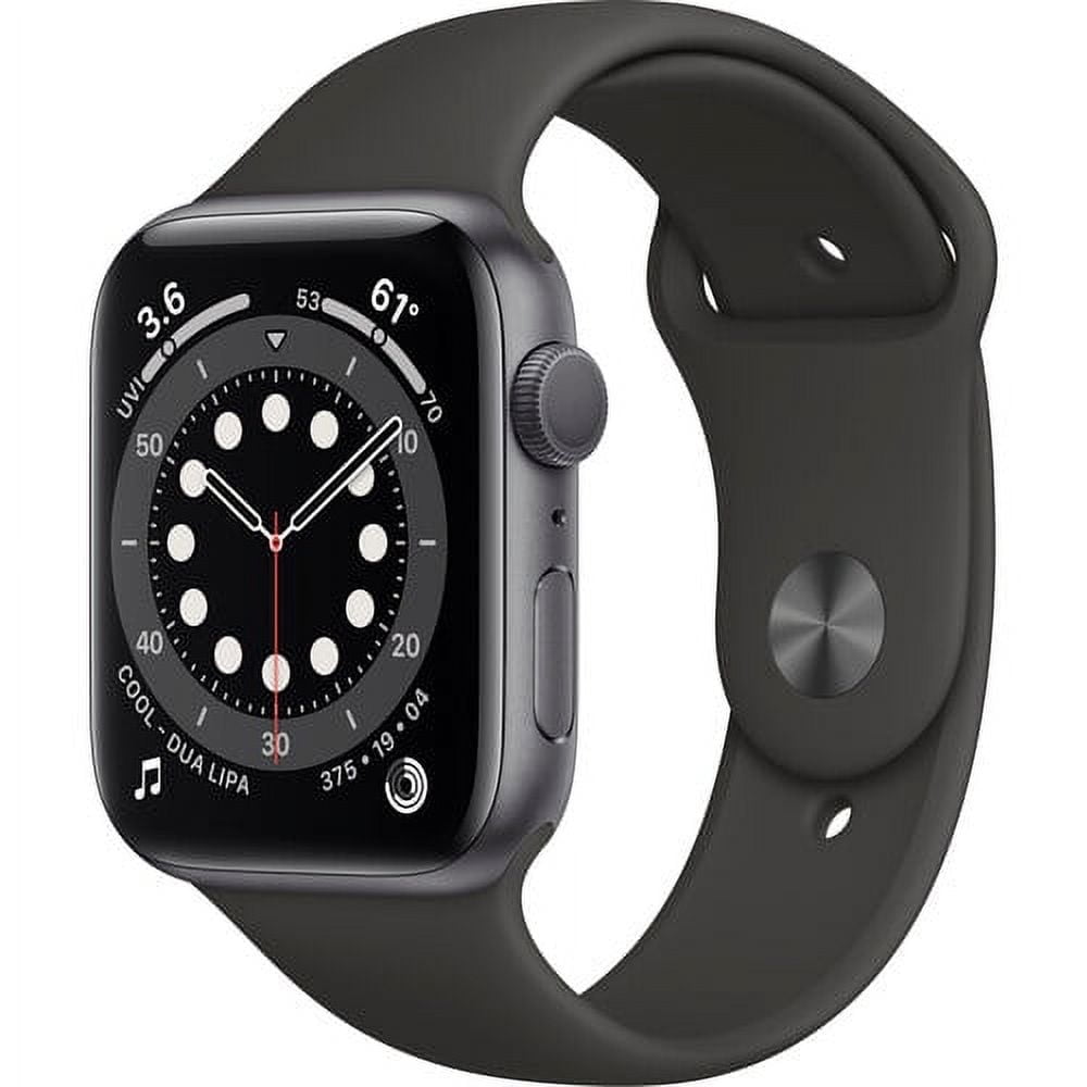 Restored Apple Watch Series 6 GPS, 44mm Space Gray Aluminum Case with Black Sport Band - Regular (Refurbished)