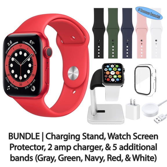 Restored Apple Watch Series 6 GPS + Cellular, 40 mm Red Aluminum Case with Red Sport Band