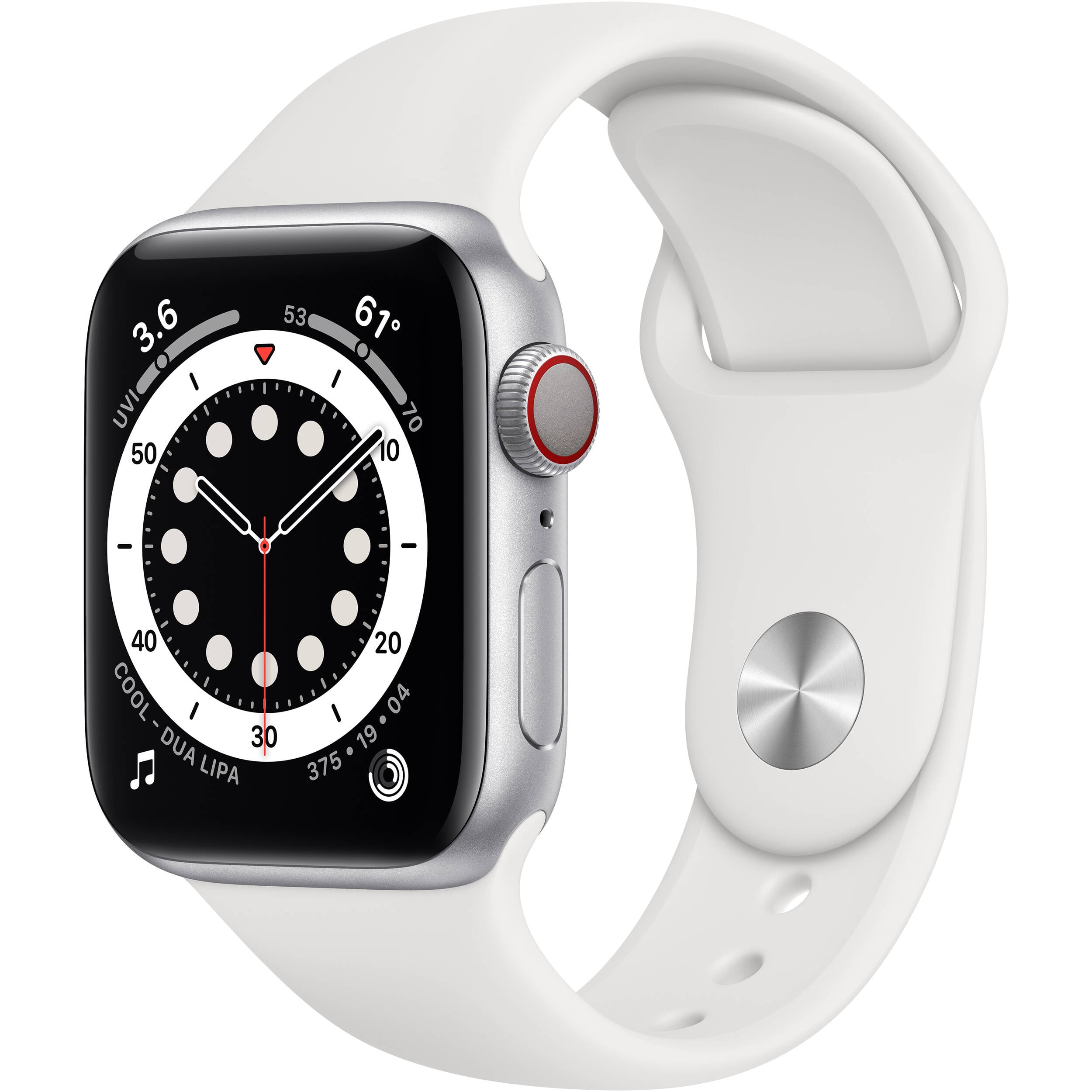 Restored Apple Watch Series 6 GPS + Cellular 40mm Silver Aluminum Case with White Sports Band (Refurbished)