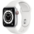 thumbnail image 1 of Restored Apple Watch Series 6 GPS + Cellular, 40mm Silver Aluminum Case with White Sport Band - Regular, 1 of 5