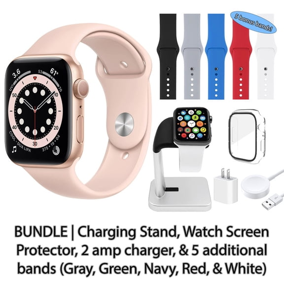 Restored Apple Watch Series 6 GPS + Cellular 44 mm Gold Aluminum Case with Pink Sport Band