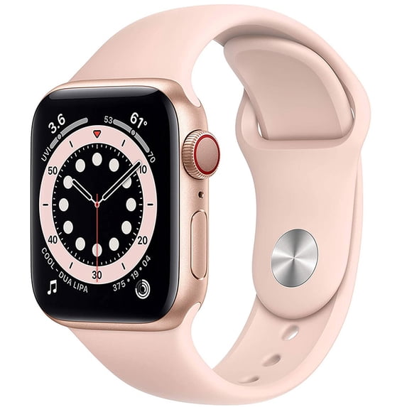 Restored Apple Watch Series 6 (GPS+Cellular, 44mm) - Gold Aluminum Case - Pink Sport Band (Refurbished)