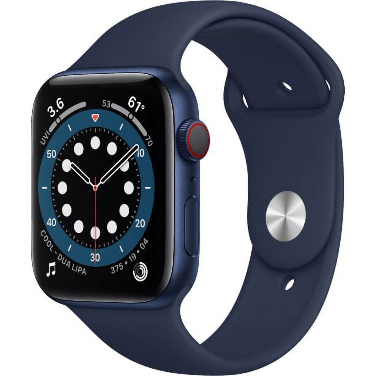 Restored Apple Watch Series 6 - GPS + Cellular LTE - 44mm Aluminum Case Blue / Deep Navy Sport Band (Refurbished)