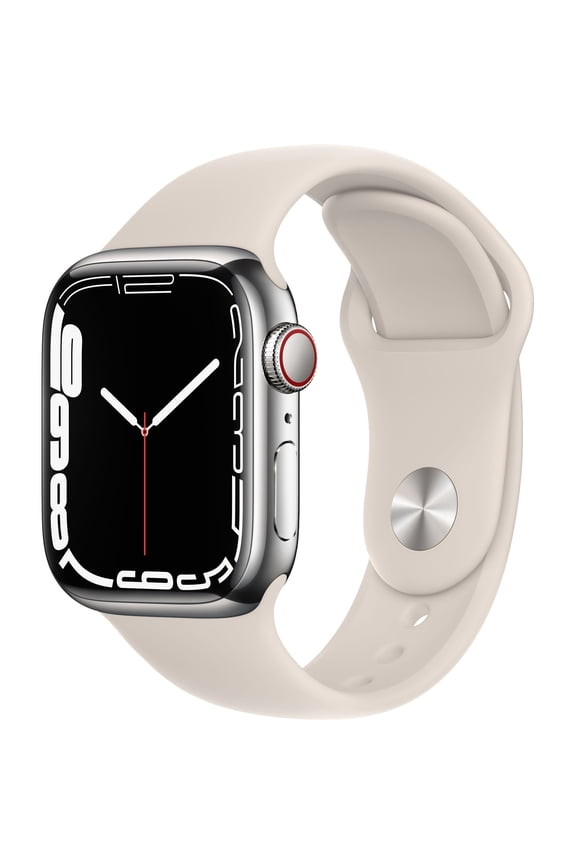 Restored Apple Watch Series 7 (GPS + Cellular, 41mm) - Silver Stainless Steel - Starlight Sport Band (Refurbished)
