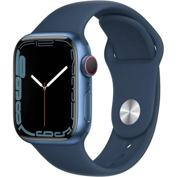 Restored Apple Watch Series 7 45MM (GPS   Cellular) Blue Aluminum w/ Abyss Blue Sport Band - B Grade (Refurbished)