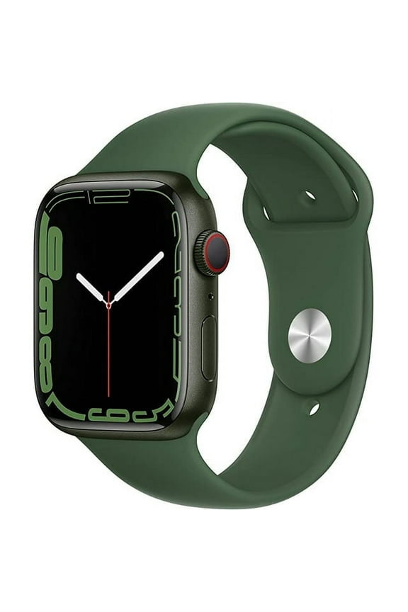 Restored Apple Watch Series 7 45MM Green Aluminum Case GPS + Cellular Clover Sport Band (Refurbished)