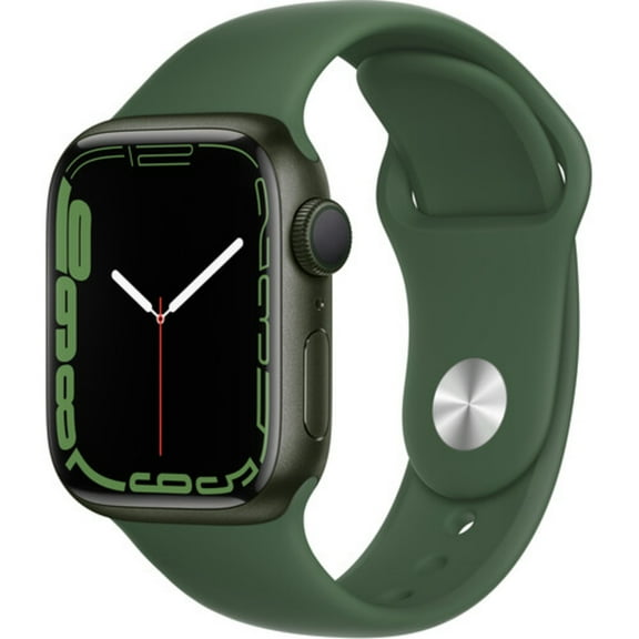 Restored Apple Watch Series 7 GPS, 41mm Green Aluminum Case with Clover Sport Band - Regular (Refurbished)