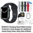 thumbnail image 1 of Restored Apple Watch Series 7 (GPS, 45 mm) Midnight Aluminum Case with Midnight Sport Band Bundle 5 Bonus Bands, Charging Stand, Screen Protector, & 2 amp charger (Refurbished), 1 of 14
