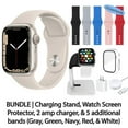 thumbnail image 1 of Restored Apple Watch Series 7 (GPS, 45 mm) Starlight Aluminum Case with Starlight Sport Band Bundle 5 Bonus Bands, Charging Stand, Screen Protector, & 2 amp charger (Refurbished), 1 of 14
