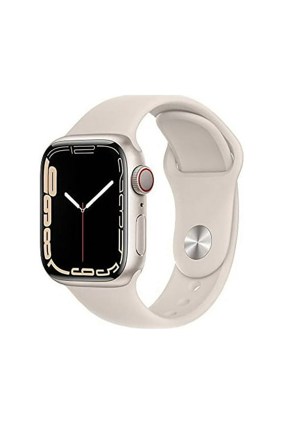 Restored Apple Watch Series 7 GPS + Cellular, 41mm Starlight Aluminum Case with Starlight Sport Band - Regular (Refurbished)