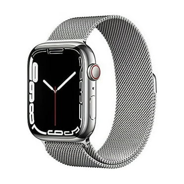 Restored Apple Watch Series 7 (GPS Cellular, 45mm) - Stainless Steel Case - Silver Sport Band (Refurbished)