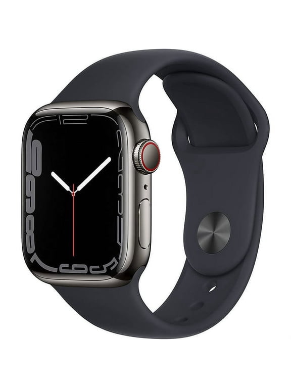 Restored Apple Watch Series 7 (GPS + Cellular, 41mm) Gold Stainless Steel Case with Dark Cherry Sport Band