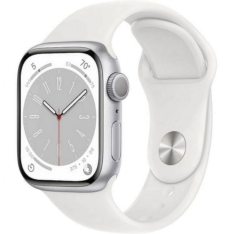 Apple Watch Series 8, 41mm GPS, Silver Aluminum Case, White Sport 