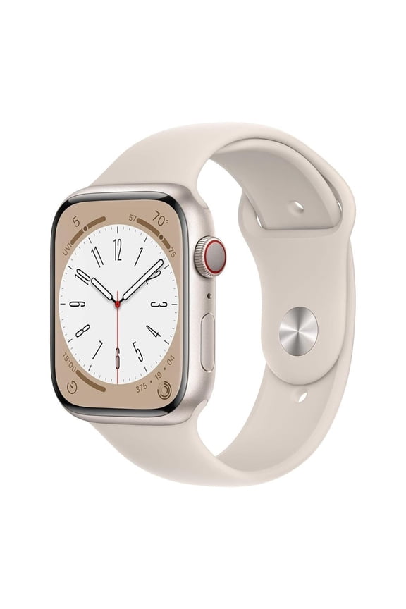 Restored Apple Watch Series 8 41mm GPS and Cellular Smartwatch, Starlight Aluminum Case with Starlight Sport Band
