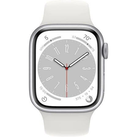 Restored Apple Watch Series 8 41mm Silver Aluminum White Sport Band GPS   Cellular (Refurbished)