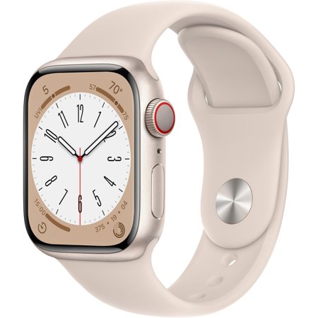 Restored Apple Watch Series 8 (GPS+Cellular, 45mm) - Starlight Aluminum Case - Starlight Sport Band (Refurbished)