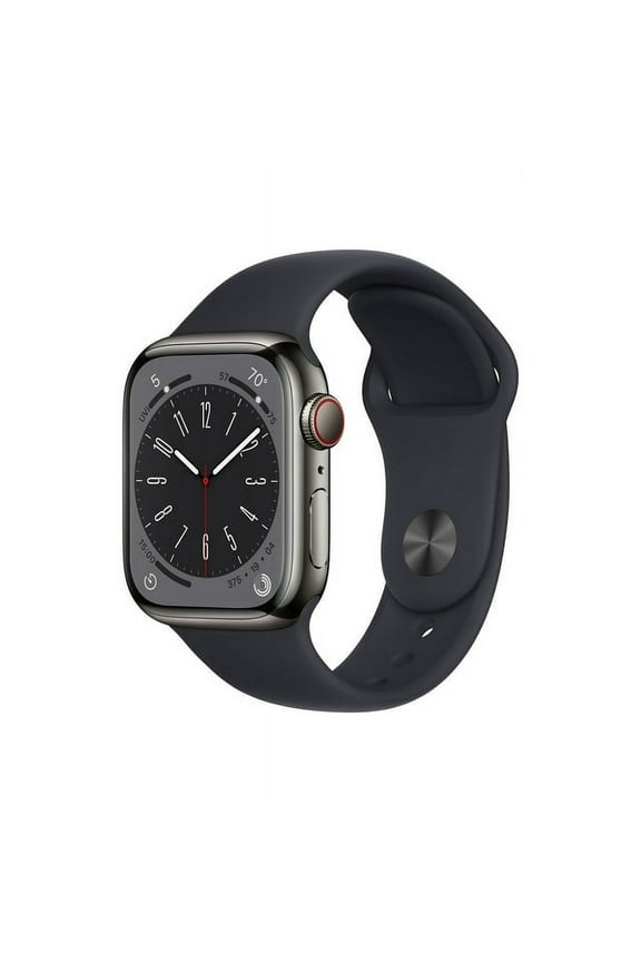 Restored Apple Watch Series 8 45mm (GPS + Cellular) Graphite Stainless Steel w/ ML Midnight Sport Band (Refurbished)