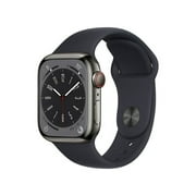 Restored Apple Watch Series 8 GPS + Cellular 45mm Graphite Stainless Steel Case with Midnight Sport Band - M/L