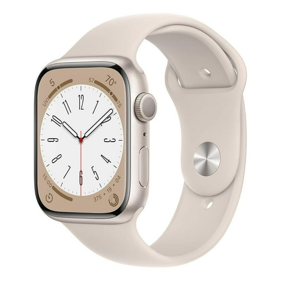 Restored Apple Watch Series 8 45mm GPS Smartwatch with Always-On Retina Display and 32GB Storage, Starlight Aluminum Case with Starlight Sport Band (Refurbished)