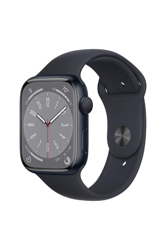 Restored Apple Watch Series 8 Smartwatch with Built-In GPS, 32GB Memory, Midnight Aluminum Case with Midnight Sport Band, Blue/45mm, 1