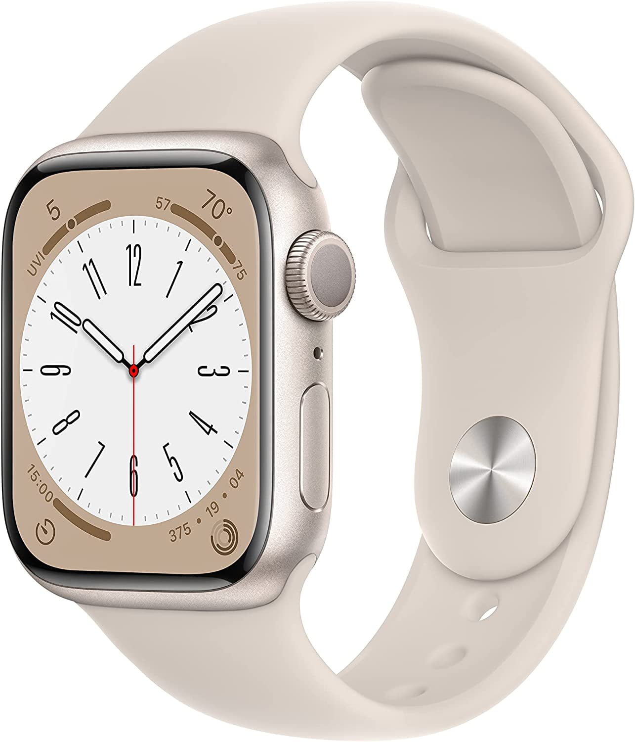 Restored Apple Watch Series 8 GPS 41mm Starlight Aluminum Case with Starlight Sport Band - M/L (Refurbished)