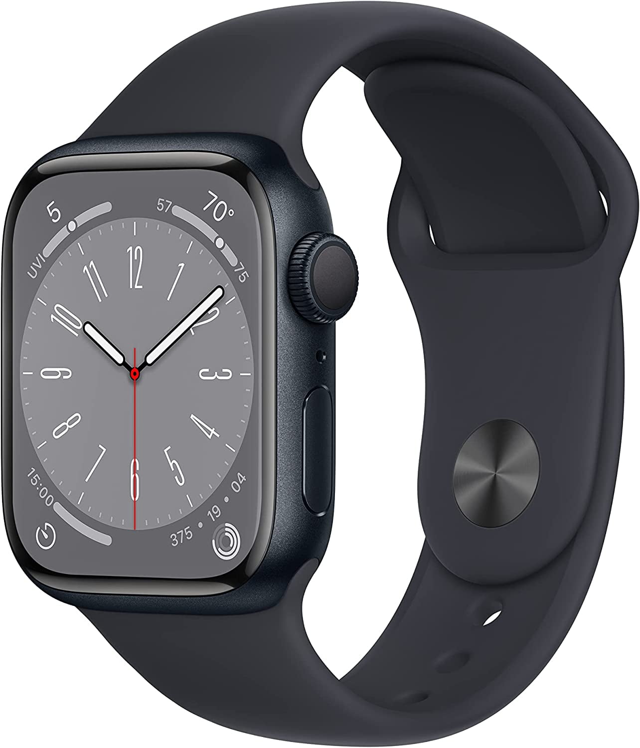Restored Apple Watch Series 8 GPS 45mm Midnight Aluminum Case with Midnight Sport Band - S/M. Fitness Tracker, Blood Oxygen & ECG Apps, Always-On Retina Display (Refurbished)