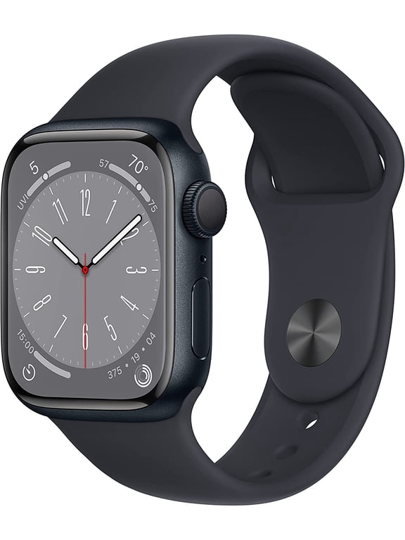 Restored Apple Watch Series 8 GPS 45mm Midnight Aluminum Case with Midnight Sport Band - M/L, 18 Hour Battery Life, 6 Gram