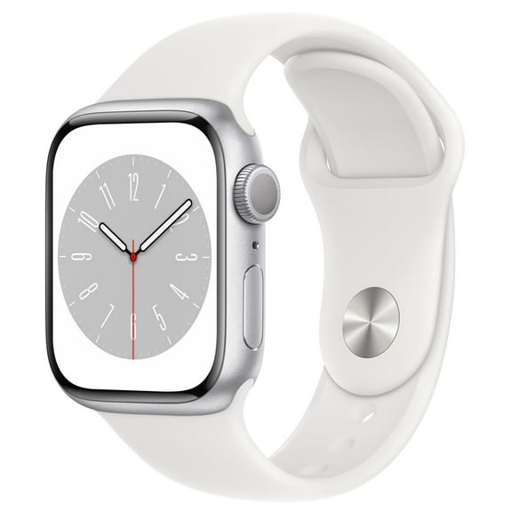 Restored Apple Watch Series 8 GPS 45mm Silver Aluminum Case with White Sport Band - S/M (Refurbished)