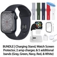 thumbnail image 1 of Restored Apple Watch Series 8 (GPS + Cellular, 41 mm) Midnight Aluminum Case with Midnight Sport Band Bundle 5 Bonus Bands, Charging Stand, Screen Protector, & 2 amp charger (Refurbished), 1 of 14