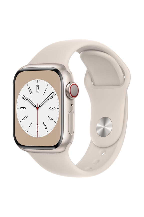 Restored Apple Watch Series 8 (GPS + Cellular) 41mm Aluminum Case with Starlight Sport Band - S/M - Starlight Good