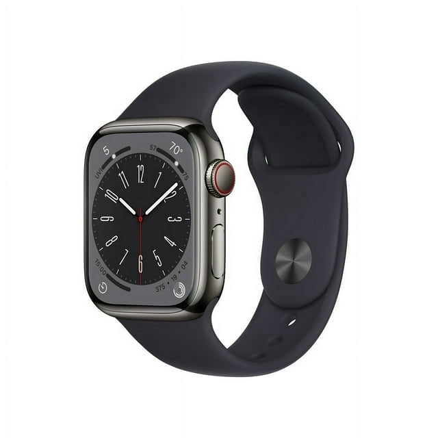Apple Watch Series 8 (GPS + Cellular, , 45mm) Stainless Steel Case with Graphite Sport Band