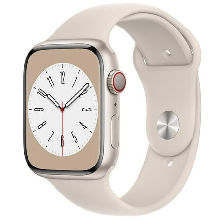Apple Series 8 GPS Cellular 45mm Starlight Aluminum Case with Starlight Sport Band, Refurbished