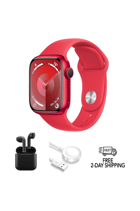 Restored Apple A2978 Watch Series 9 Smart Watch Aluminum (GPS Only) Red/41mm