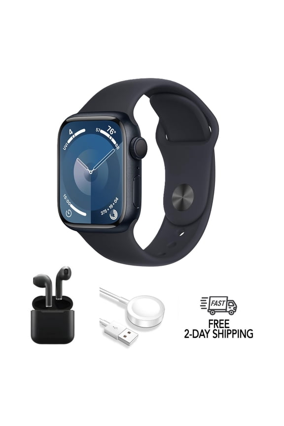 Restored Apple Watch Series 9 Aluminum A2980 (GPS Only) Midnight Smart Watch, Midnight Black, 45mm