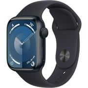 Restored Apple Watch Series 9, GPS, Aluminum Case with Midnight Sport Band, 18 Hour Battery Life, 1 Each, Midnight, Black, Blue/41mm