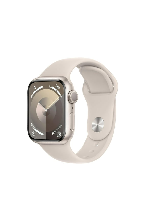 Restored Apple Watch Series 9 GPS 41mm Starlight Aluminum Case with Starlight Sport Band - S/M (Refurbished)