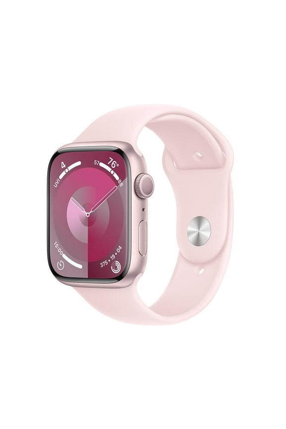 Restored Apple Watch Series 9 (GPS) 45mm Pink Aluminum Case with Light Pink Sport Band - S/M - Pink Like New (Refurbished)