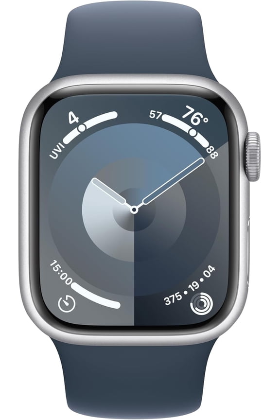 Restored Apple Watch Series 9 [GPS 45mm] Smartwatch with Silver Aluminum Case and Winter Blue Sport Loop. Fitness Tracker, ECG Apps, Always-On Retina Display, Water Resistant (Refurbished)