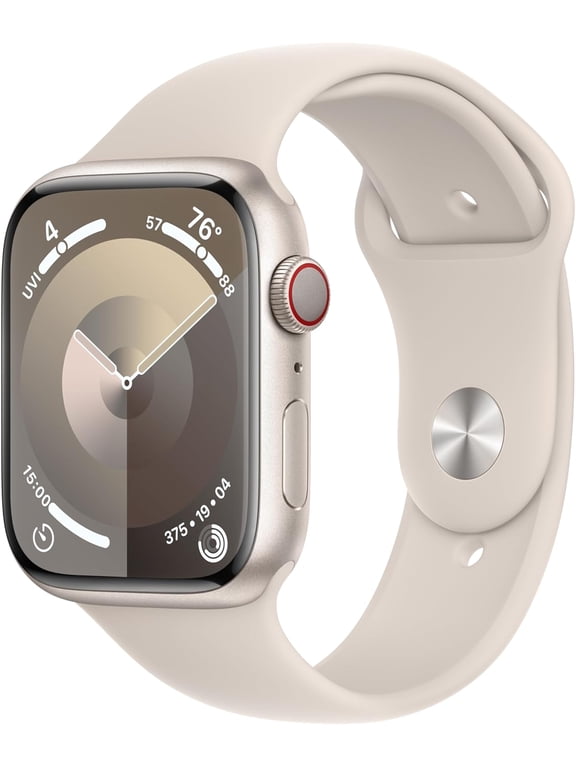 Restored Apple Watch Series 9 [GPS 45mm] Smartwatch with Starlight Aluminum Case and Starlight Sport Band - S/M. Fitness Tracker, ECG Apps, Always-On Retina Display, Water Resistant (Refurbished)