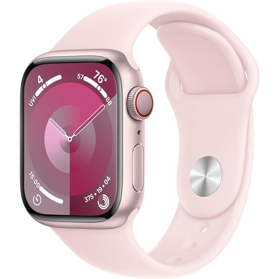 Restored Apple Watch Series 9 [GPS + Cellular 41mm] Pink Aluminum Case with Pink Sport Band (Refurbished)