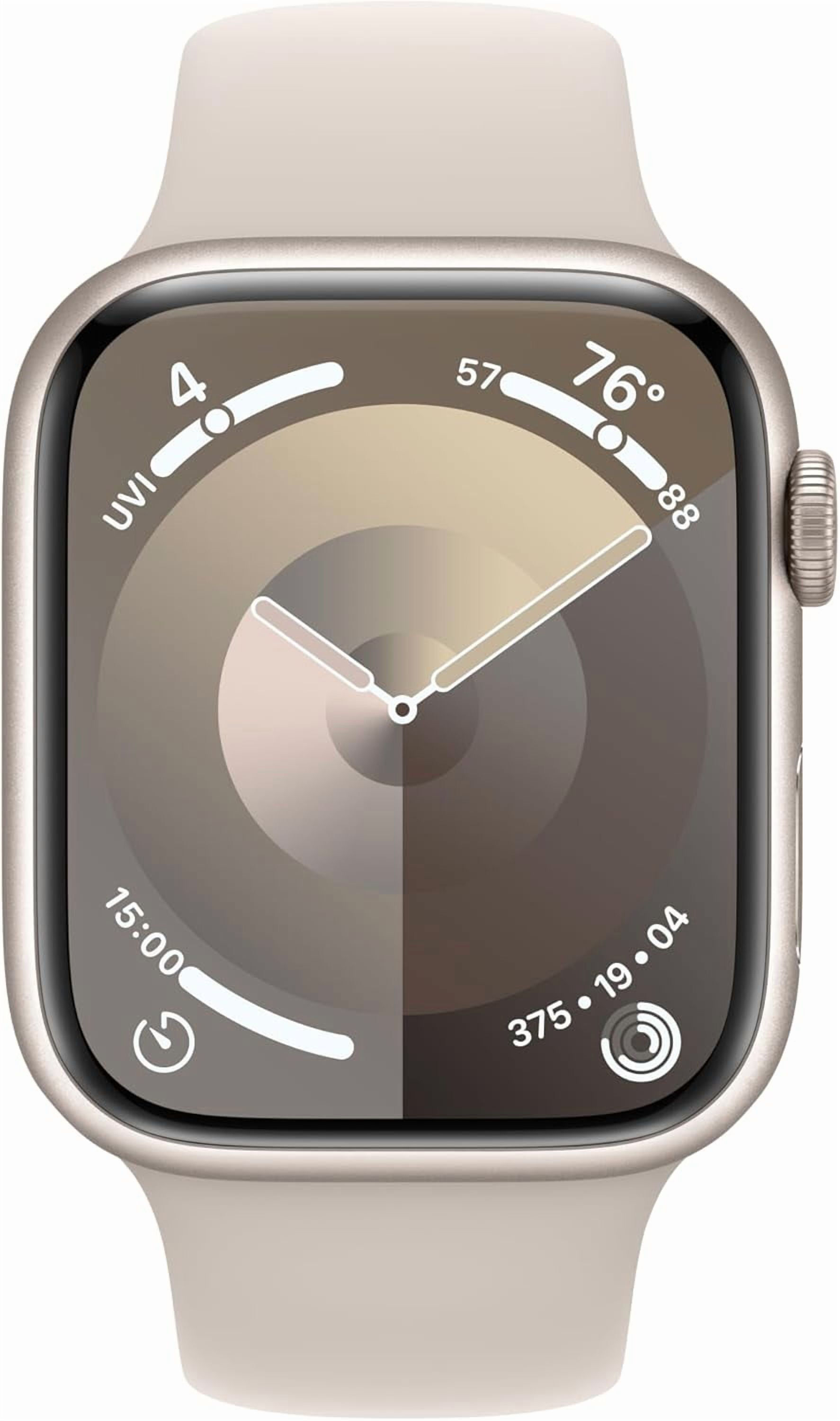 Apple Watch Series 9 With Blood Oxygen. GPS 41mm Starlight Aluminum Case with Starlight Sport Band - M/L.