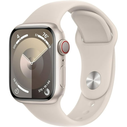 Restored Apple Watch Series 9 With Blood Oxygen. GPS   Cellular 41mm Starlight Aluminum Case with Starlight Sport Band - S/M. (Refurbished)