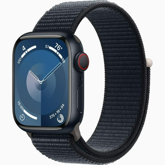 Restored Apple Watch Series 9 With Blood Oxygen. GPS   Cellular 45mm Midnight Aluminum Case with Midnight Sport Loop. (Refurbished)