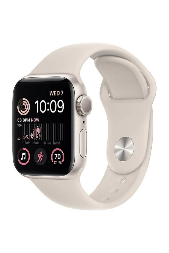 Restored Apple Watch Series SE 2nd Gen (GPS+ Cellular) 40mm Starlight Aluminum Case with Starlight Sport Band (Refurbished)