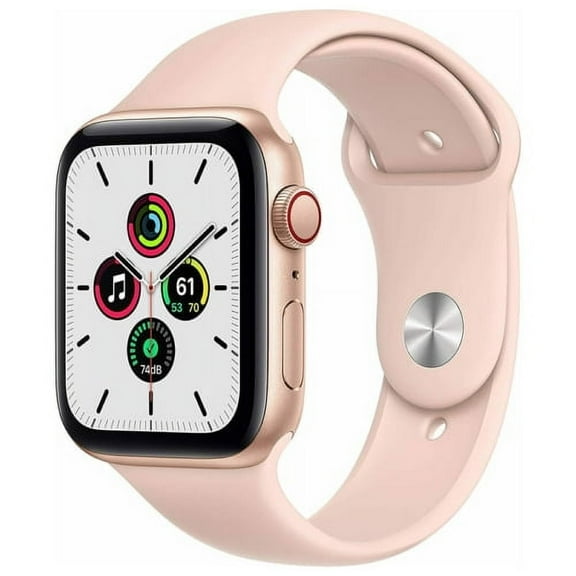 Restored Apple Watch Series SE 44MM Rose Gold - Aluminum Case - GPS Cellular - Pink Sand Sport Band (Refurbished)