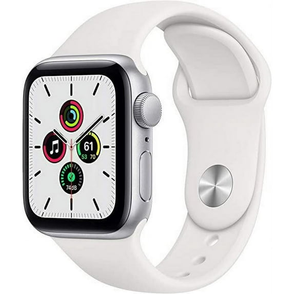 Restored Apple Watch Series SE 44MM Silver - Aluminum Case - White Sport Band (Refurbished)