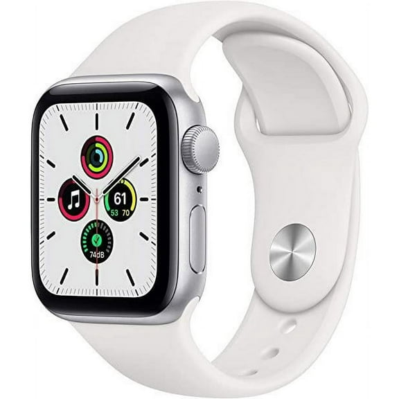 Restored Apple Watch Series SE 44MM Silver - Aluminum Case - White Sport Band (Refurbished)