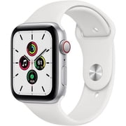Restored Apple Watch SE GPS + Cellular, 44mm Silver Aluminum Case with White Sport Band - Regular