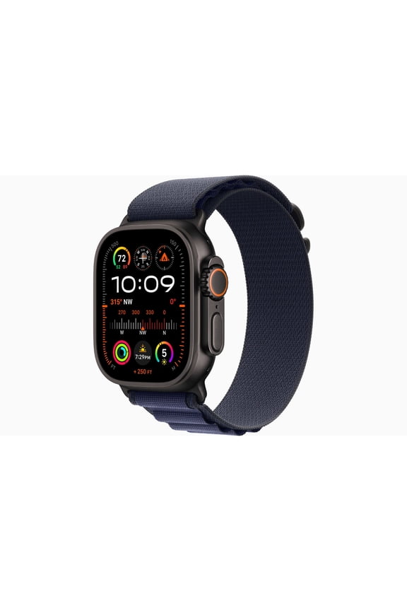 Restored Apple Watch Ultra 2 GPS + Cellular 49mm Black Titanium Case with Navy Alpine Loop Band - Large (Refurbished)